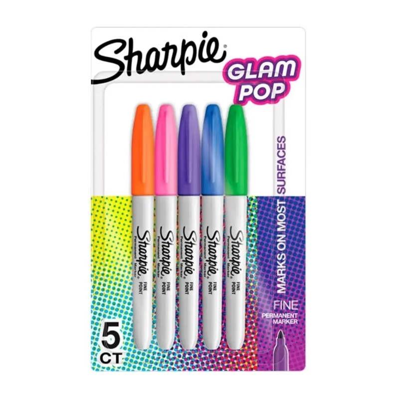 SET 5 MARCADORES SHARPIE PUNTA FINA GLAM POP - 1