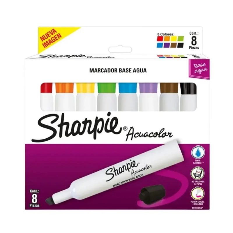 SET 8 MARCADORES A BASE DE AGUA SHARPIE ACUACOLOR - 1