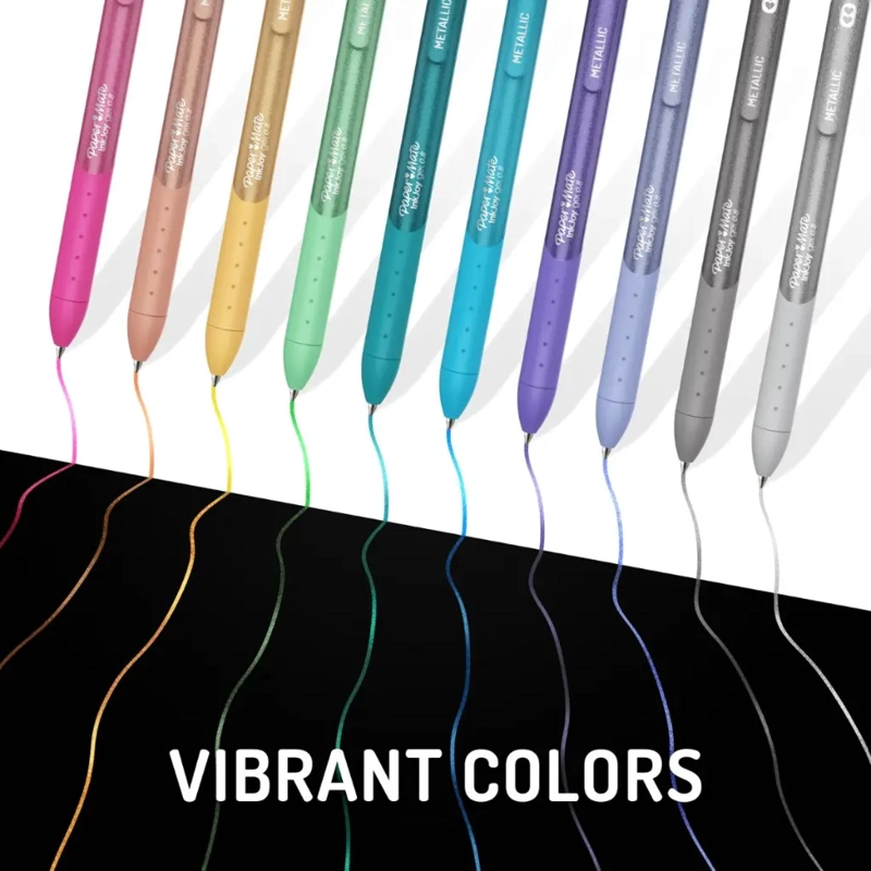 SET 6 GEL INKJOY PAPER MATE RETRACTIL 0.8 MM METALICOS - 2