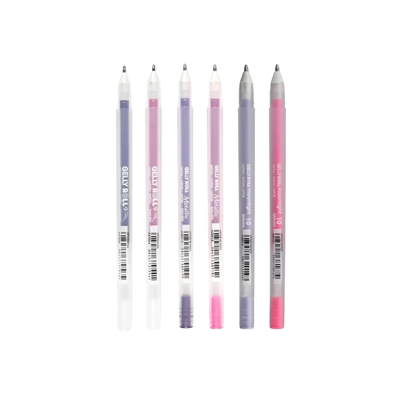 SET 6 LAPICES GEL GELLY ROLL SAKURA VARIADOS ROSADOS MORADOS - 2