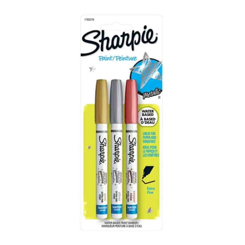 SET 3 MARCADORES BASE DE AGUA SHARPIE PAINT METALICOS - 1