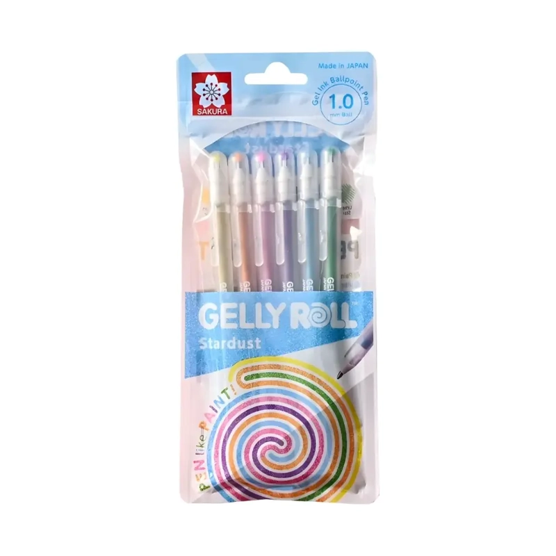 SET 6 LAPICES GEL GELLY ROLL SAKURA STARDUST 1.0MM - 1
