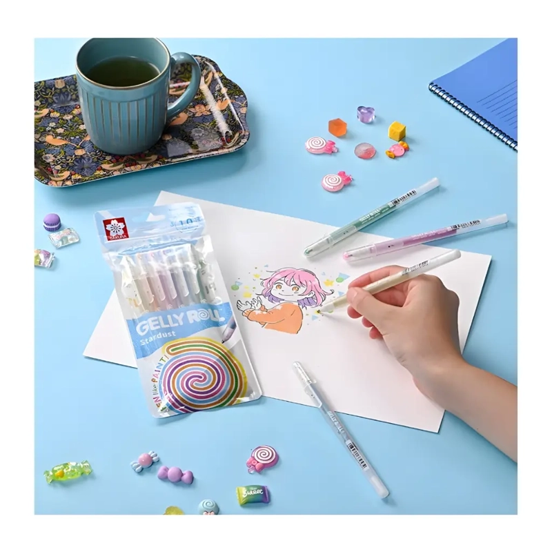 SET 6 LAPICES GEL GELLY ROLL SAKURA STARDUST 1.0MM - 2