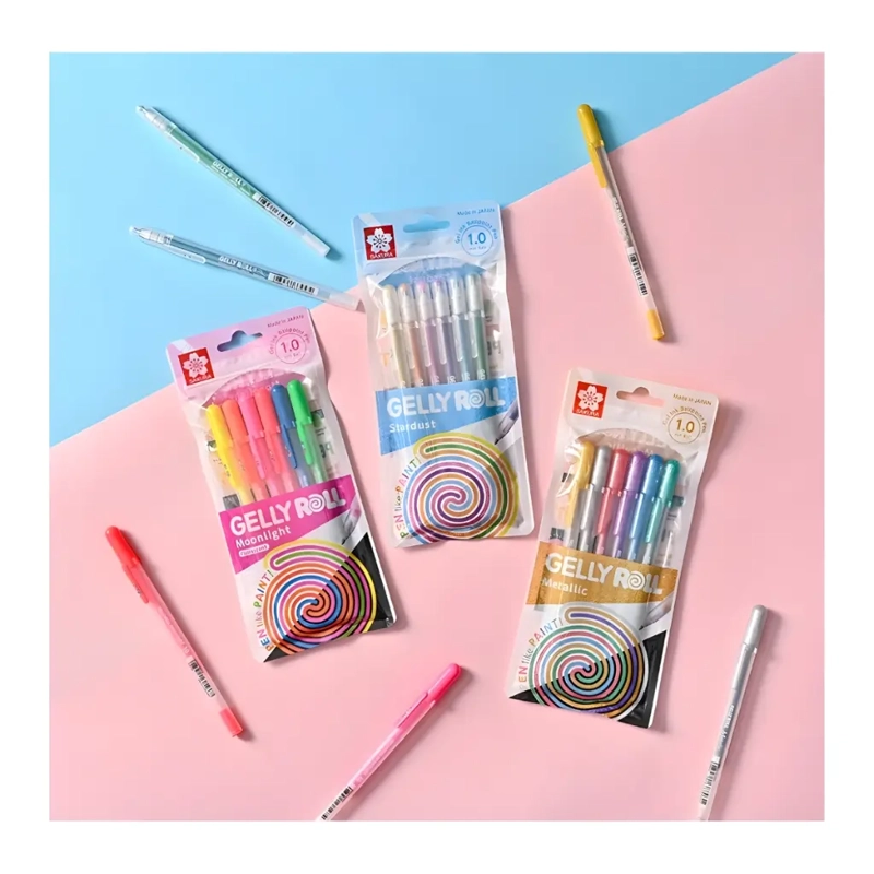 SET 6 LAPICES GEL GELLY ROLL SAKURA STARDUST 1.0MM - 8