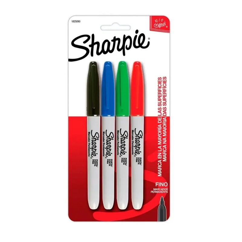 SET 4 MARCADORES SHARPIE PUNTA FINA BASICOS - 1