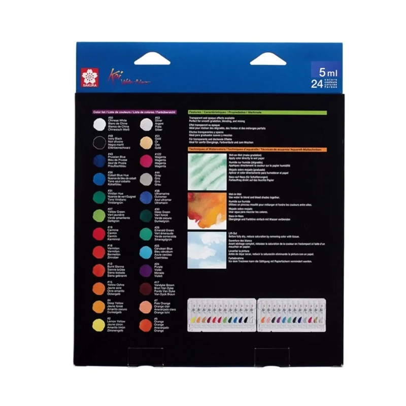 SET 24 ACUARELAS EN TUBO SAKURA KOI 5ML - 6