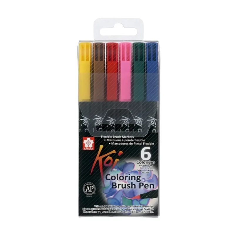 SET 6 MARCADORES SAKURA KOI BRUSH PEN BASICOS - 1