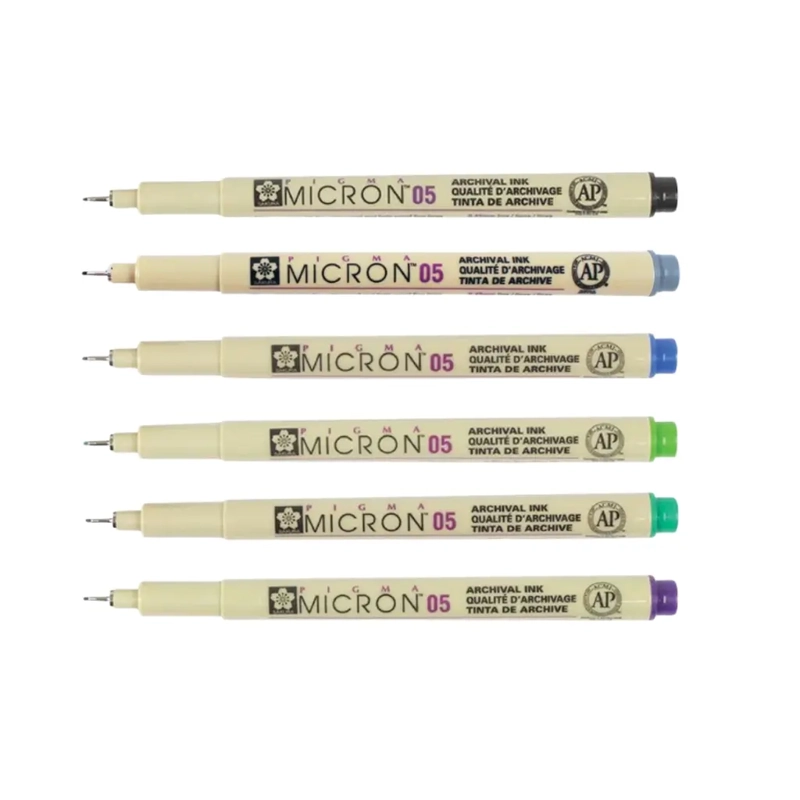 SET 6 TIRALINEAS SAKURA PIGMA MICRON MANDALA 0.5MM FRIOS - 2