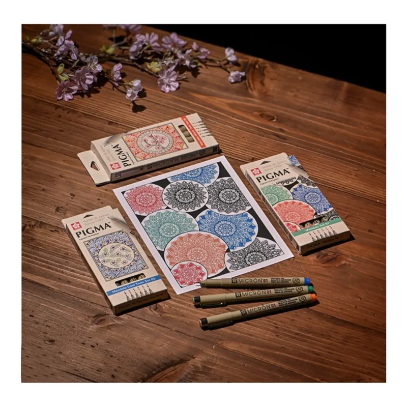 SET 6 TIRALINEAS SAKURA PIGMA MICRON MANDALA 0.5MM FRIOS - 4