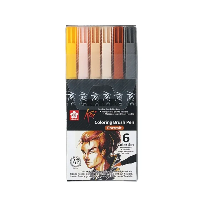 SET 6 MARCADORES SAKURA KOI BRUSH PEN RETRATO - 1