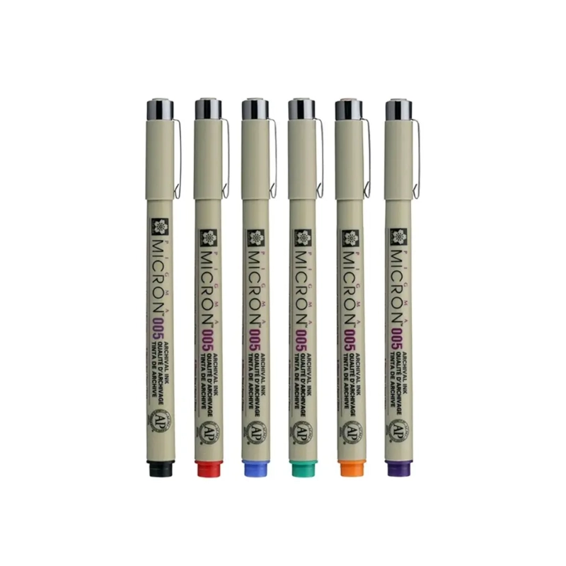 SET 6 TIRALINEAS SAKURA PIGMA MICRON 0.05MM - 2