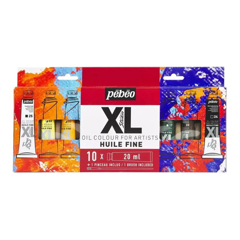 SET 10 OLEOS PEBEO XL STUDIO + PINCEL 20ML (COD. A) - 1