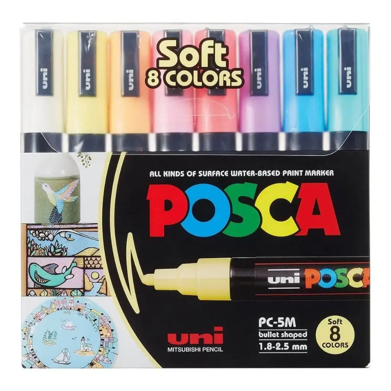 SET 8 MARCADORES ACRILICOS POSCA 5M PASTEL - 1