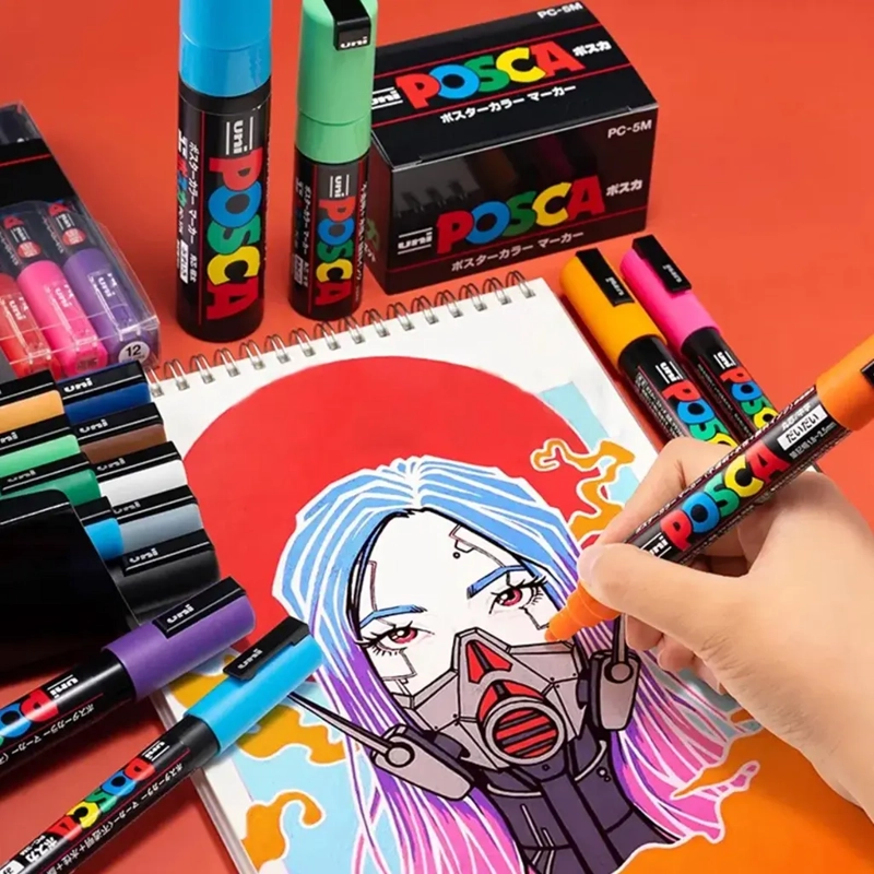 SET 8 MARCADORES ACRILICOS POSCA 5M OSCUROS - 7
