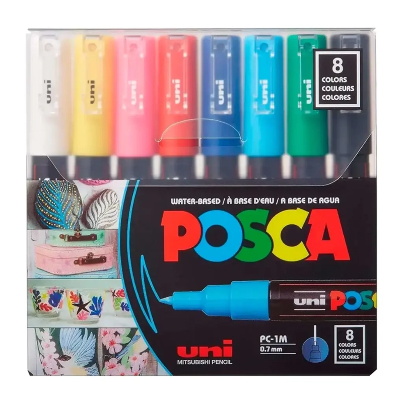 SET 8 MARCADORES ACRILICOS POSCA 1M PASTEL - 1