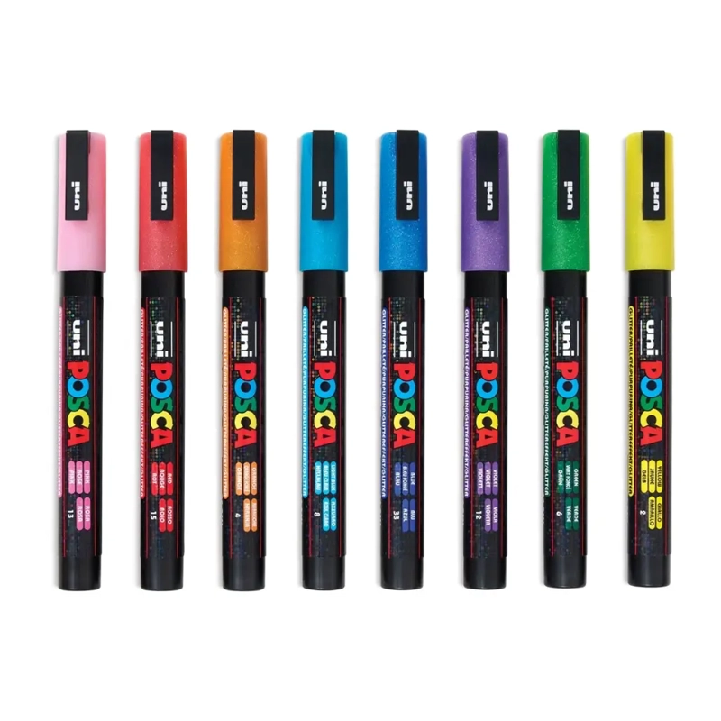 SET 8 MARCADORES ACRILICOS POSCA 3M GLITTER - 4