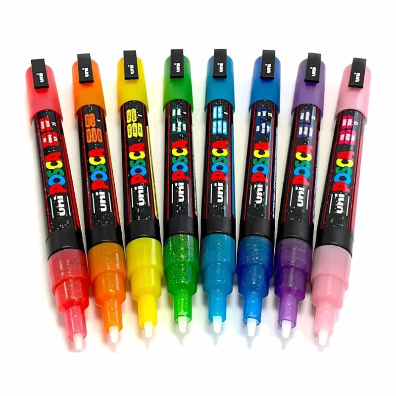 SET 8 MARCADORES ACRILICOS POSCA 3M GLITTER - 5