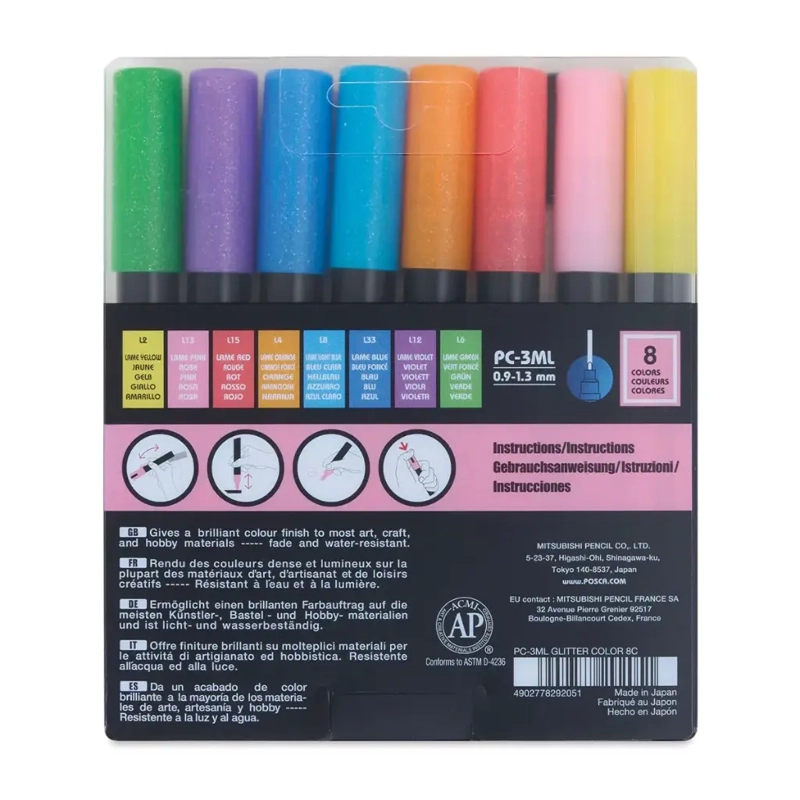 SET 8 MARCADORES ACRILICOS POSCA 3M GLITTER - 7