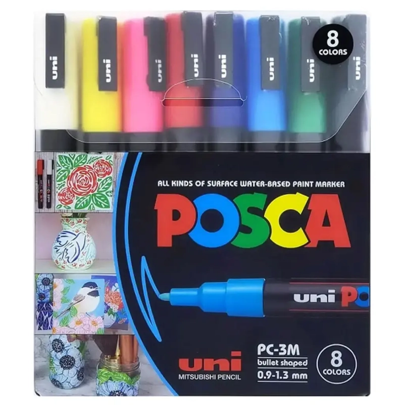 SET 8 MARCADORES ACRILICOS POSCA 3M BASICOS - 1
