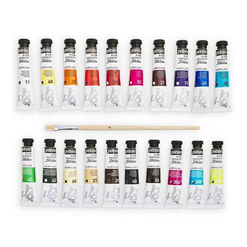 SET 20 ACRILICOS PEBEO STUDIO + PINCEL 20ML (COD. A) - 3