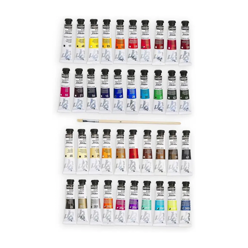 SET 40 ACRILICOS PEBEO STUDIO + PINCEL 20ML (COD. A) - 3