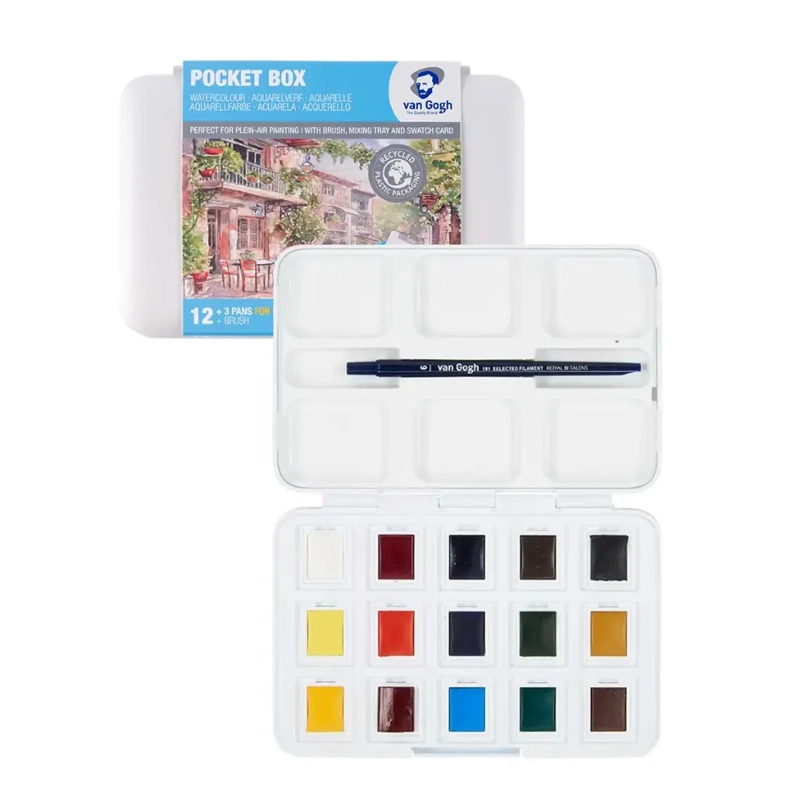 SET 12 ACUARELAS EN PASTILLAS VAN GOGH +3 COLORES - 1