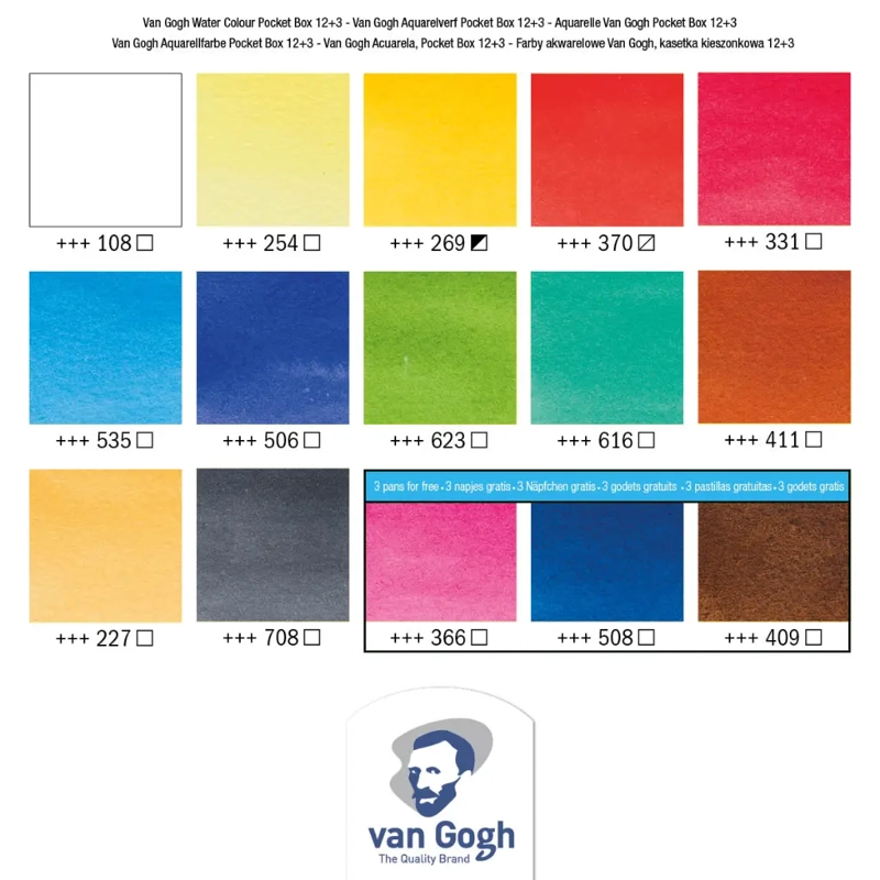 SET 12 ACUARELAS EN PASTILLAS VAN GOGH +3 COLORES - 4