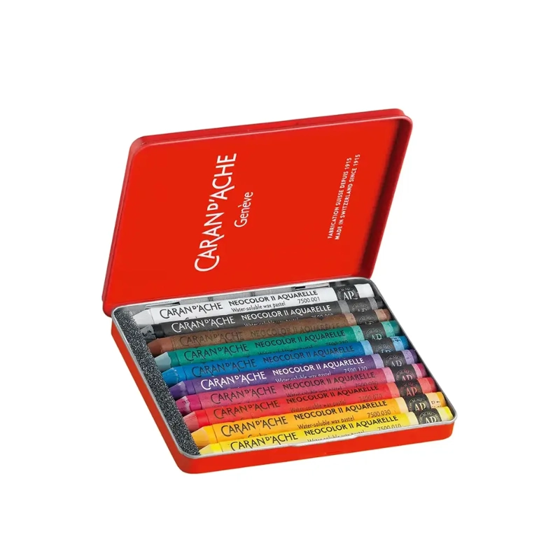 SET 10 PASTELES DE CERA ACUARELABLE NEOCOLOR II CARAN D ACHE - 1