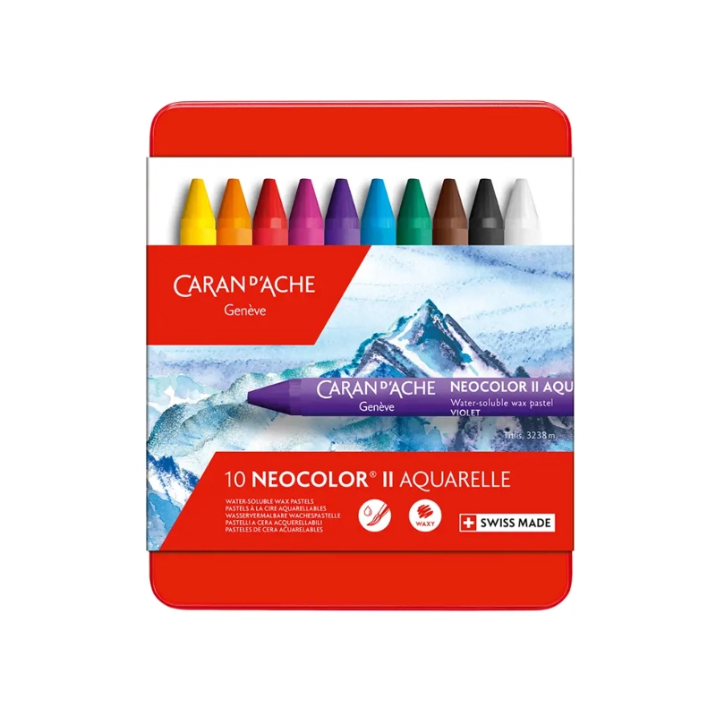 SET 10 PASTELES DE CERA ACUARELABLE NEOCOLOR II CARAN D ACHE - 4