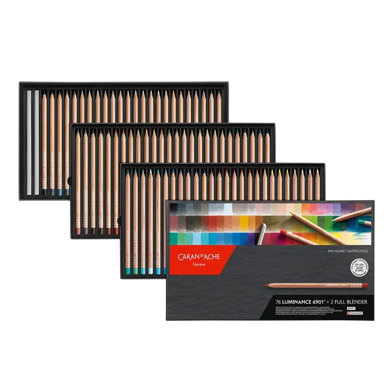 SET 76 COLORES LUMINANCE 6901 CARAN D ACHE + 2 BLENDER - 1