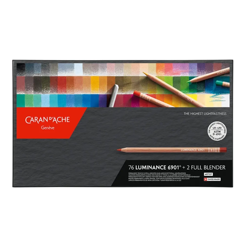 SET 76 COLORES LUMINANCE 6901 CARAN D ACHE + 2 BLENDER - 6