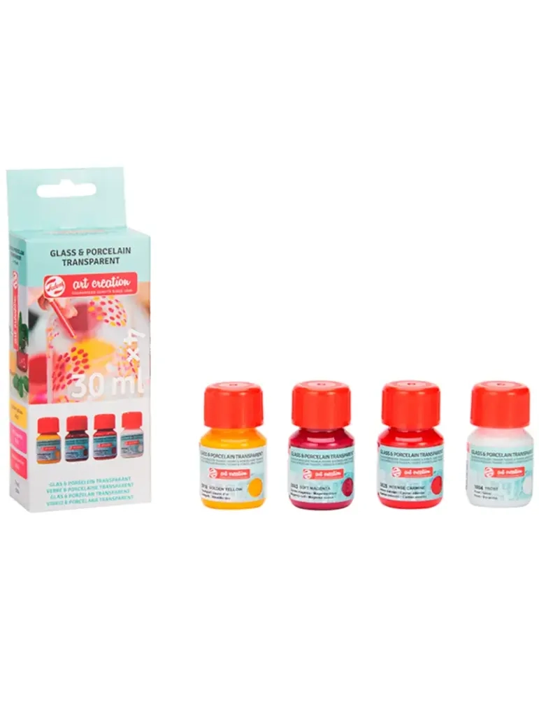 SET 4 PINTURAS PORCELANA VIDRIO ART CREATION CALIDOS 30ML - 1