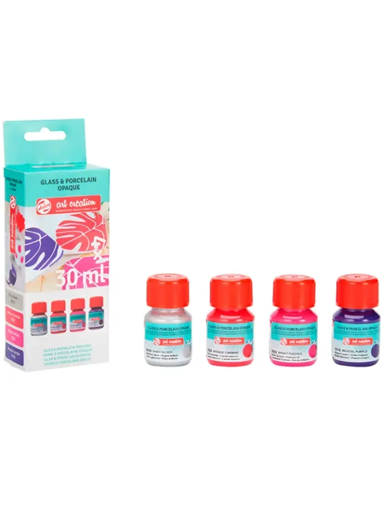 SET 4 PINTURAS PORCELANA VIDRIO ART CREATION FLORALES 30ML - 1