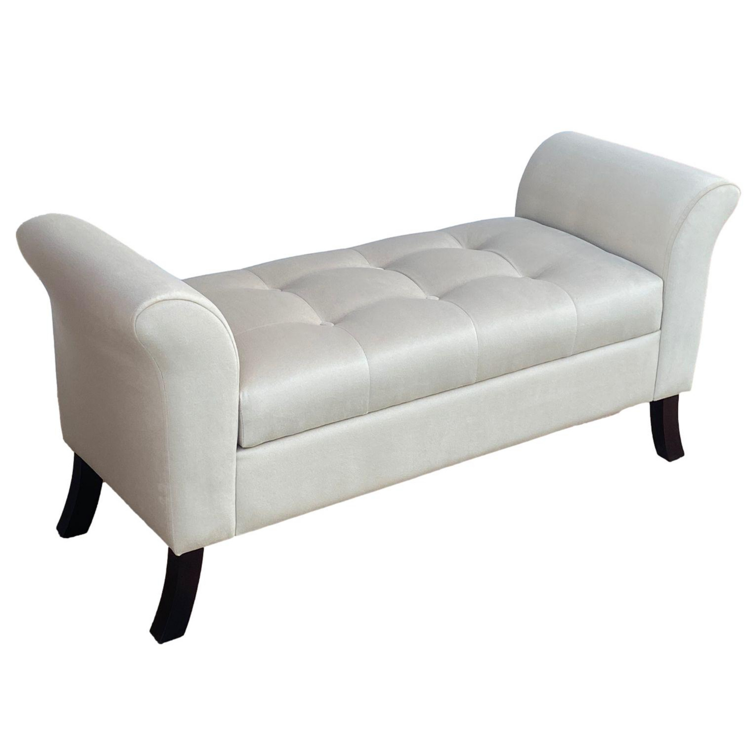 BANQUETA TAPICERIA MODERNA VERONA 2 CUERPOS FELPA BEIGE BAÚL - 3