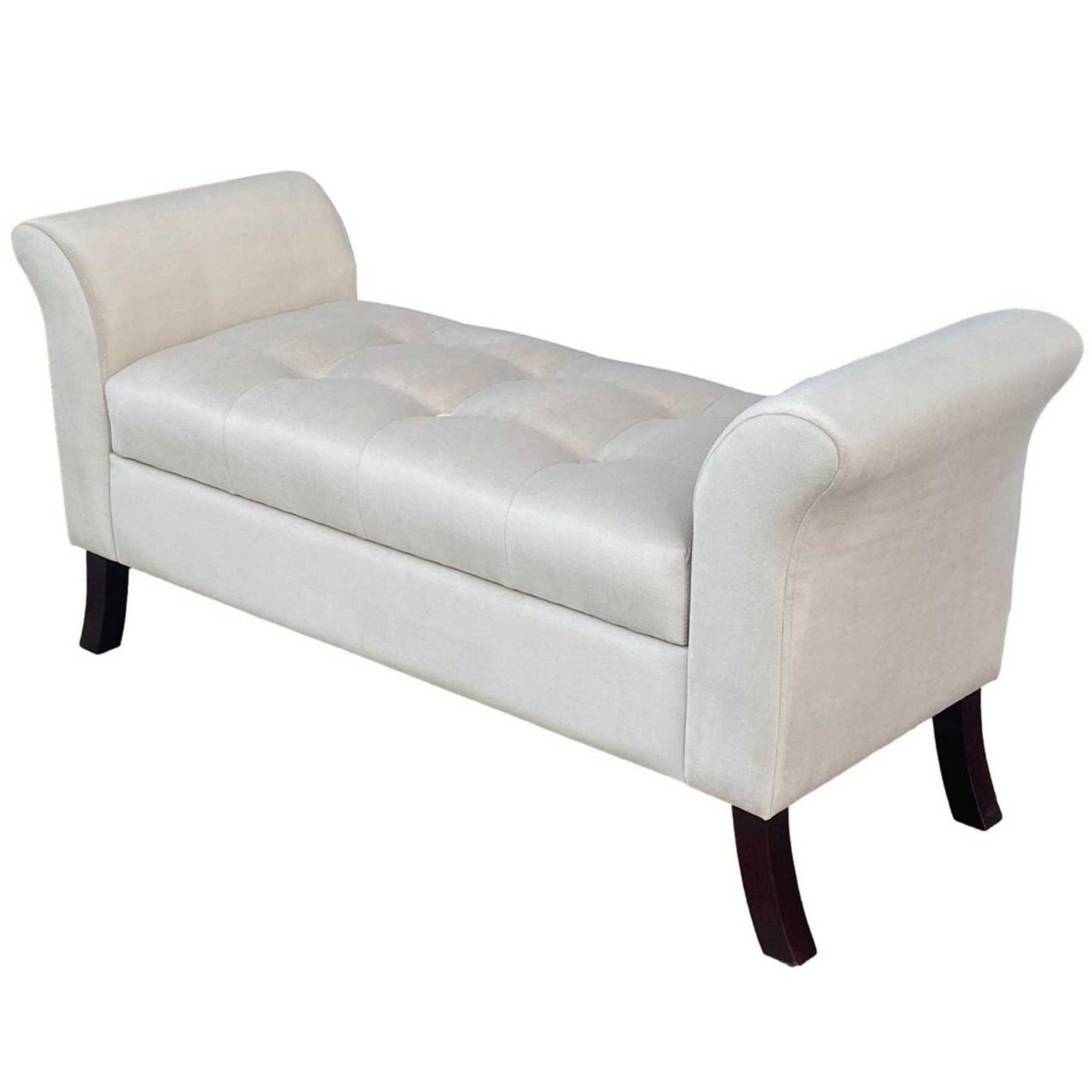 BANQUETA TAPICERIA MODERNA VERONA 2 CUERPOS FELPA BEIGE BAÚL - 4