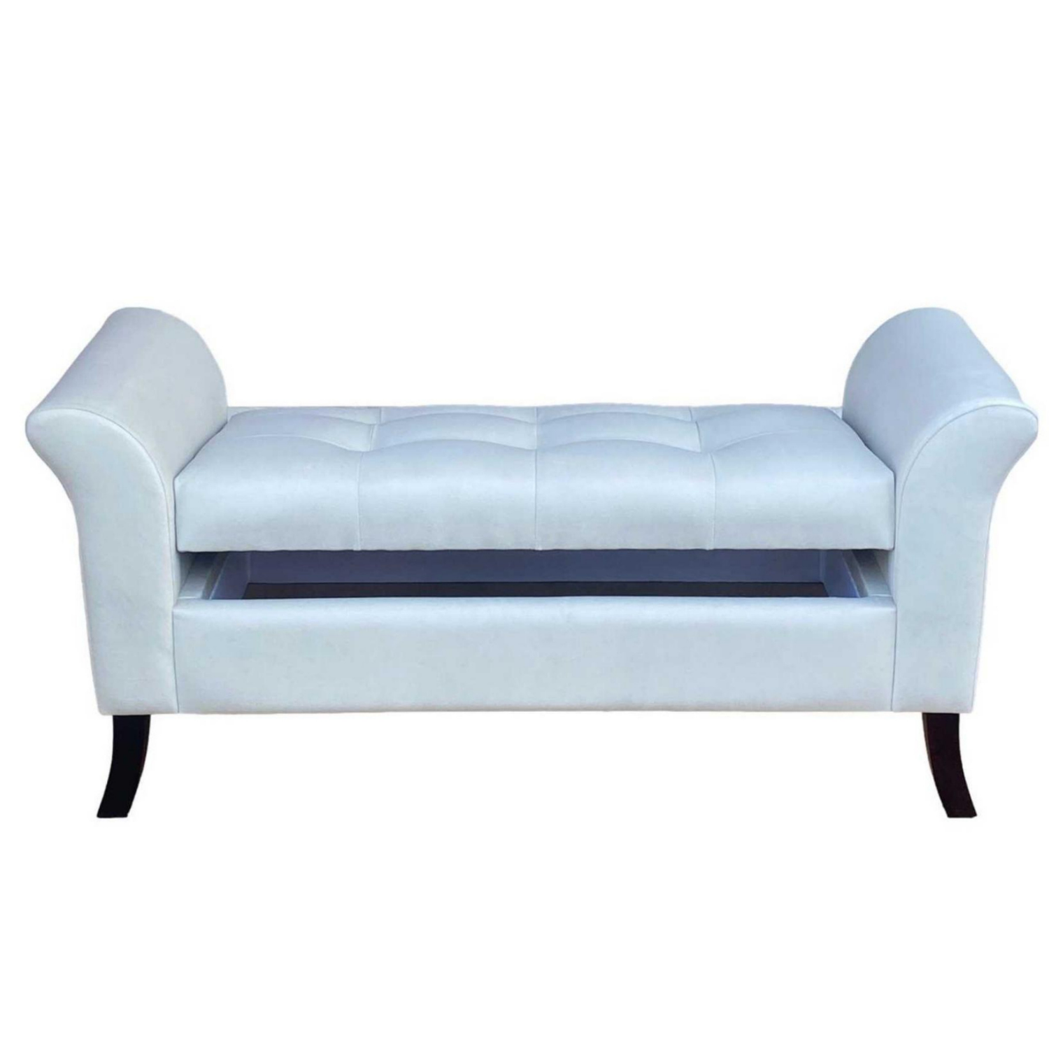 BANQUETA TAPICERIA MODERNA VERONA 2 CUERPOS FELPA CRUDO BAÚL - 2