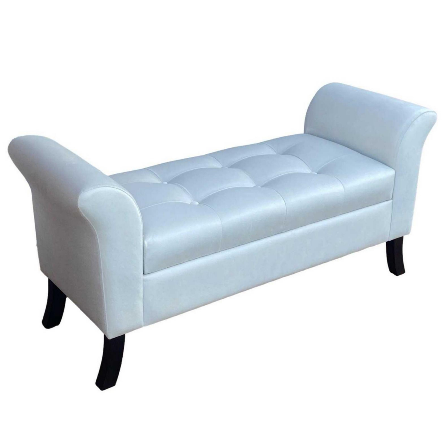 BANQUETA TAPICERIA MODERNA VERONA 2 CUERPOS FELPA CRUDO BAÚL - 3