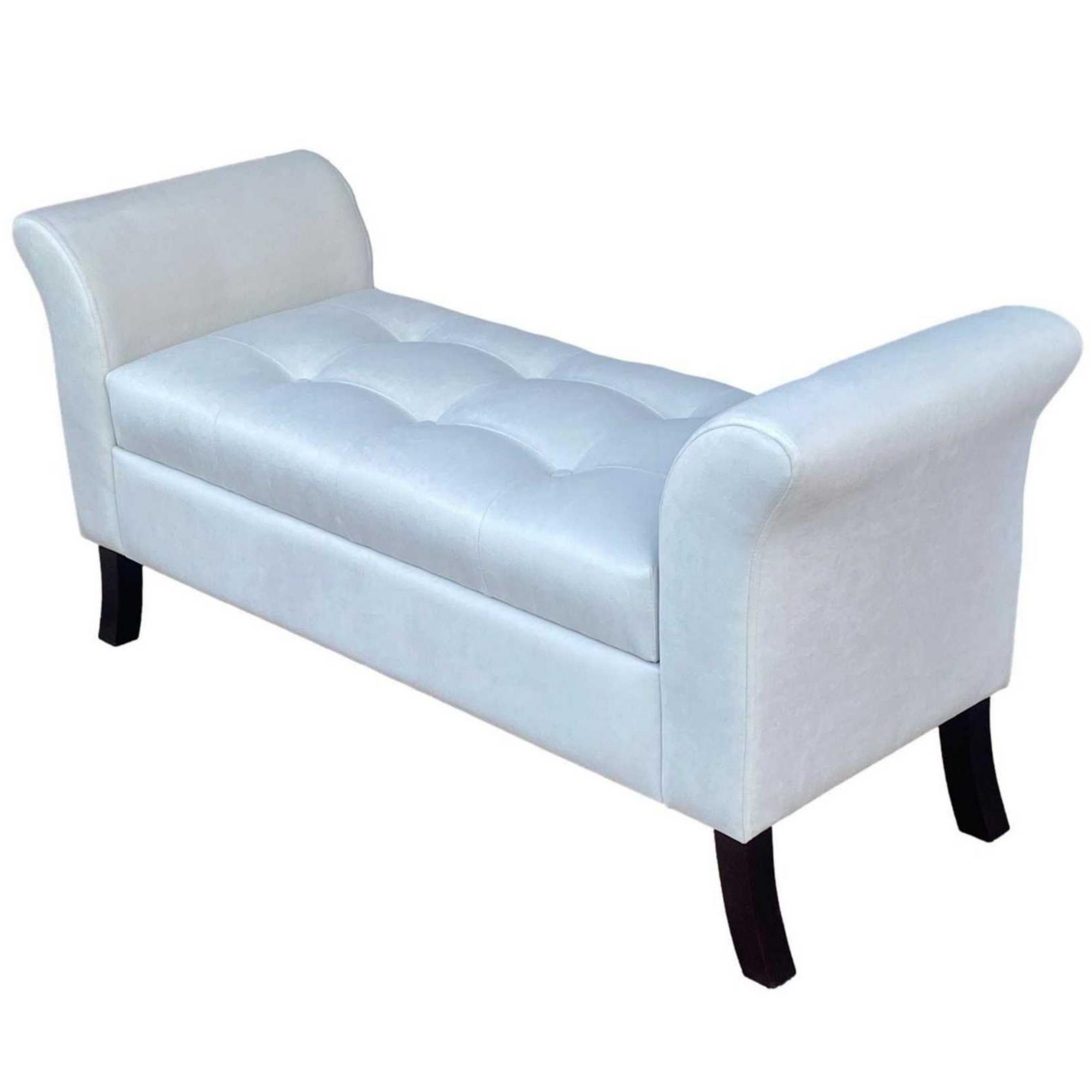 BANQUETA TAPICERIA MODERNA VERONA 2 CUERPOS FELPA CRUDO BAÚL - 4