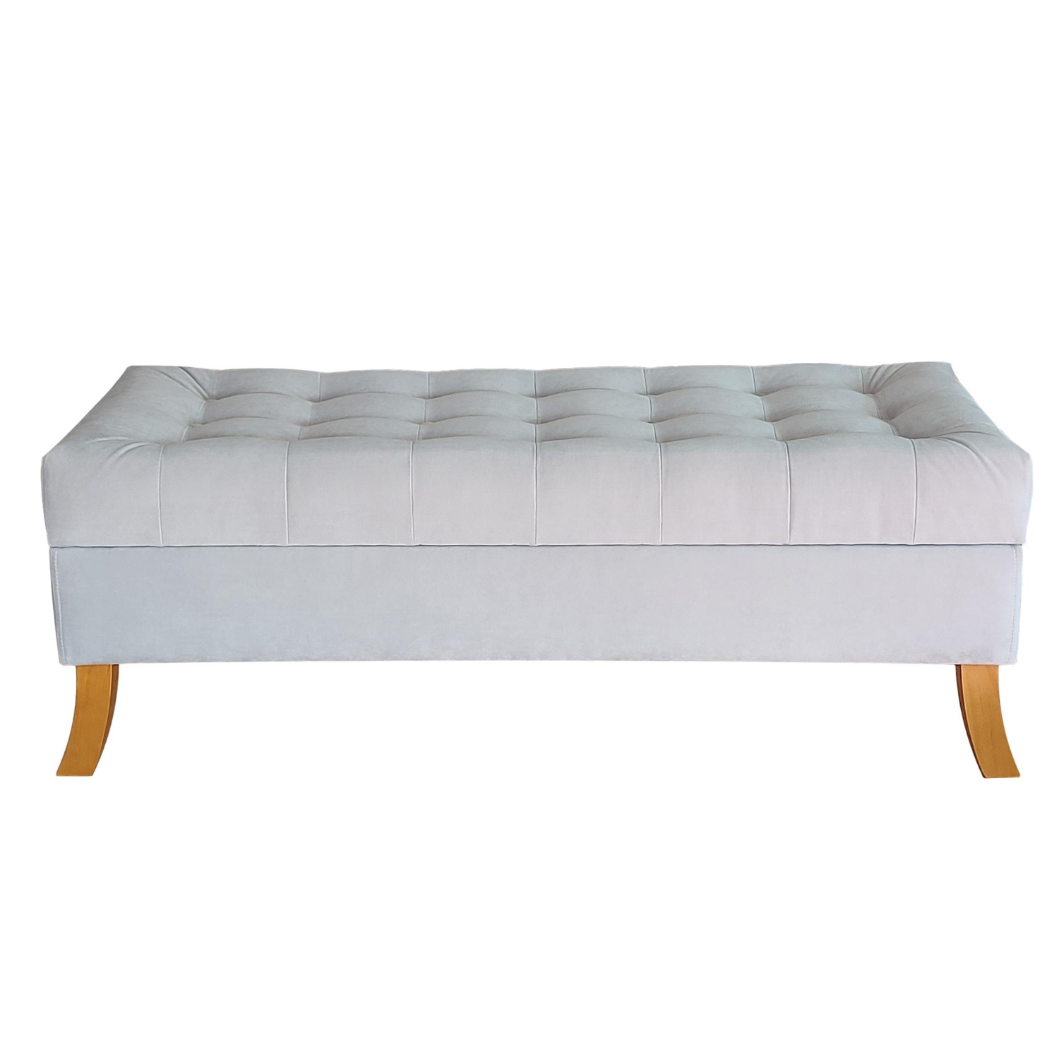 BANQUETA TAPICERIA MODERNA PORTOFINO 2 CUERPOS FELPA BAUL GRIS PERLA - 1