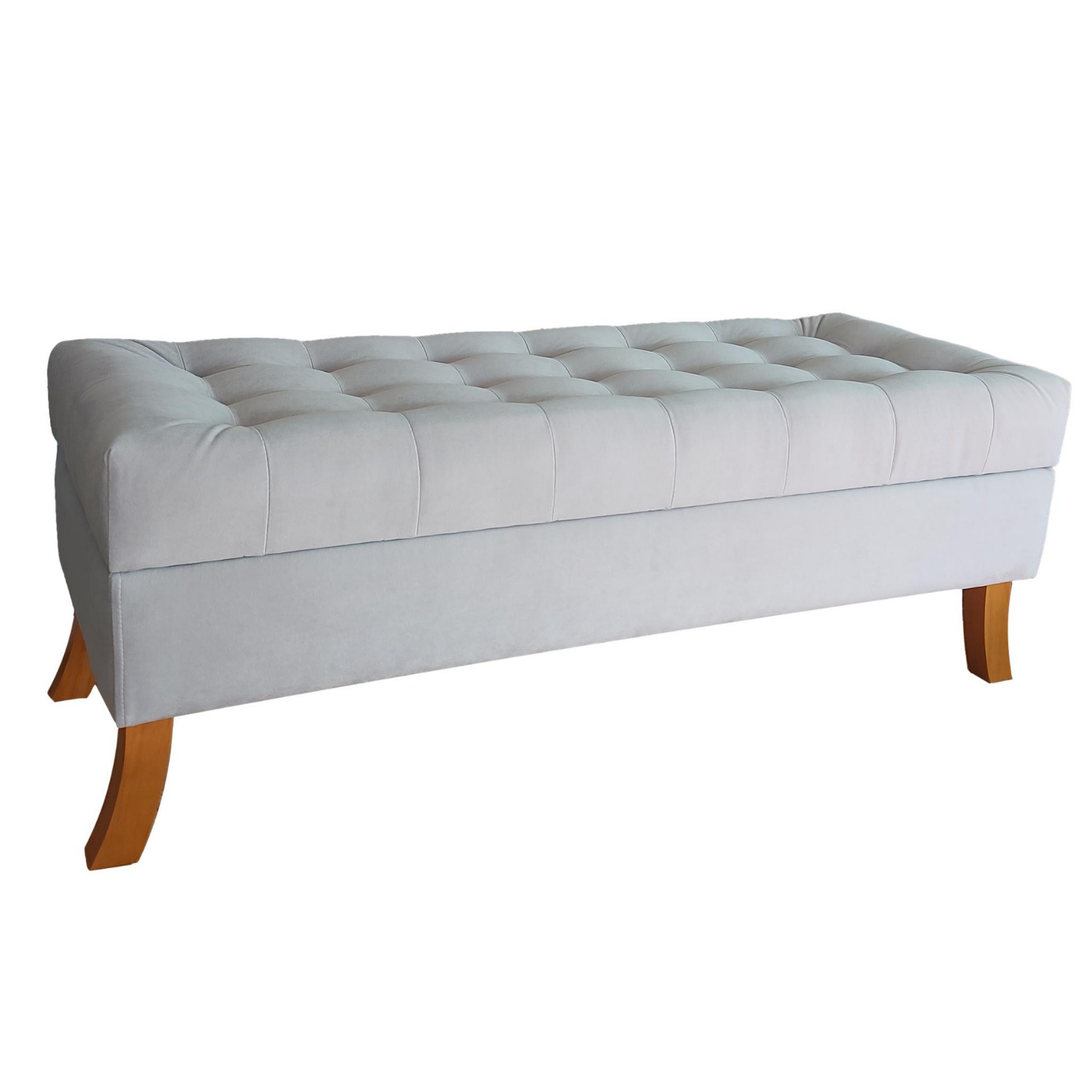 BANQUETA TAPICERIA MODERNA PORTOFINO 2 CUERPOS FELPA BAUL GRIS PERLA - 3