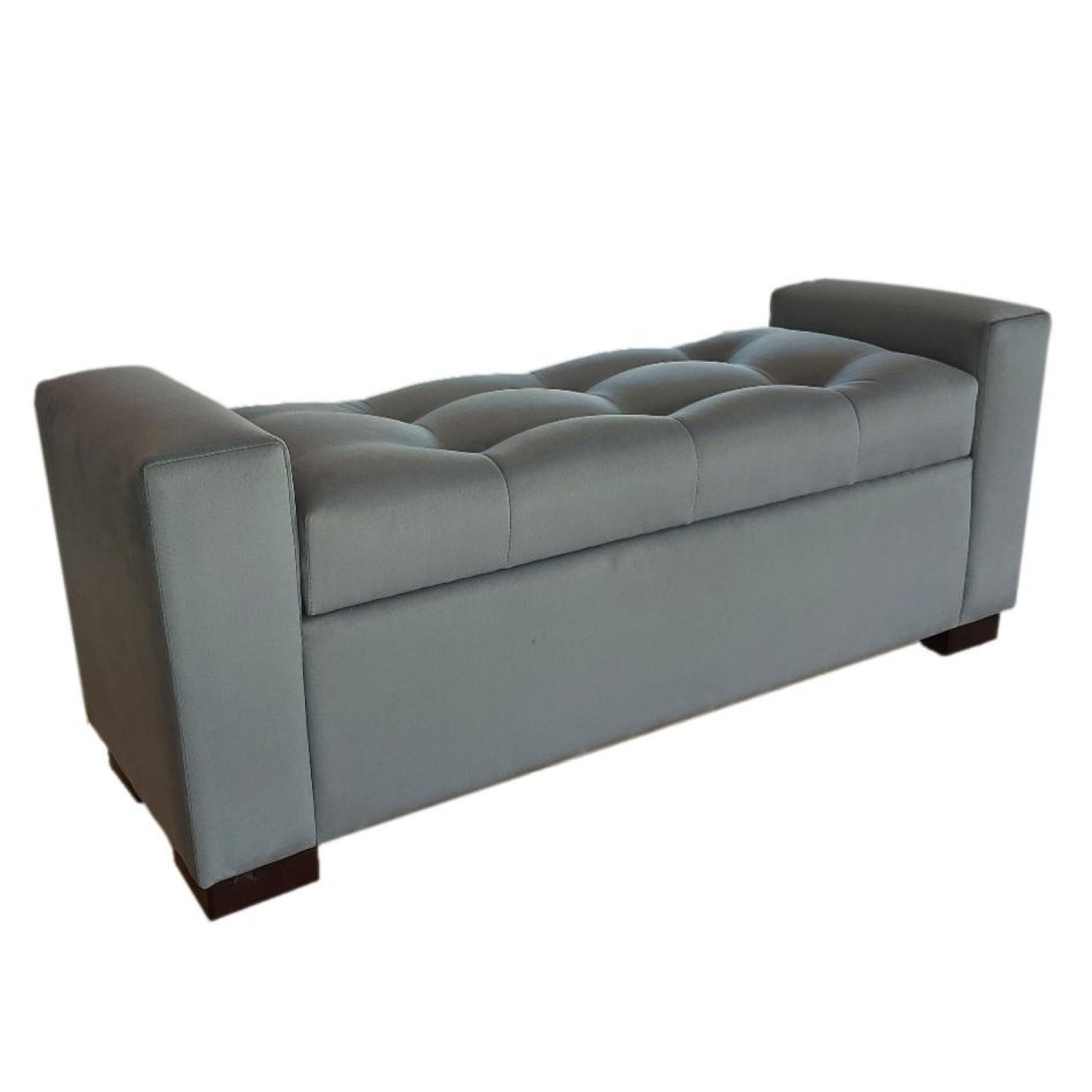 BANQUETA TAPICERIA MODERNA MEYER 1 CUERPO FELPA GRIS - 1