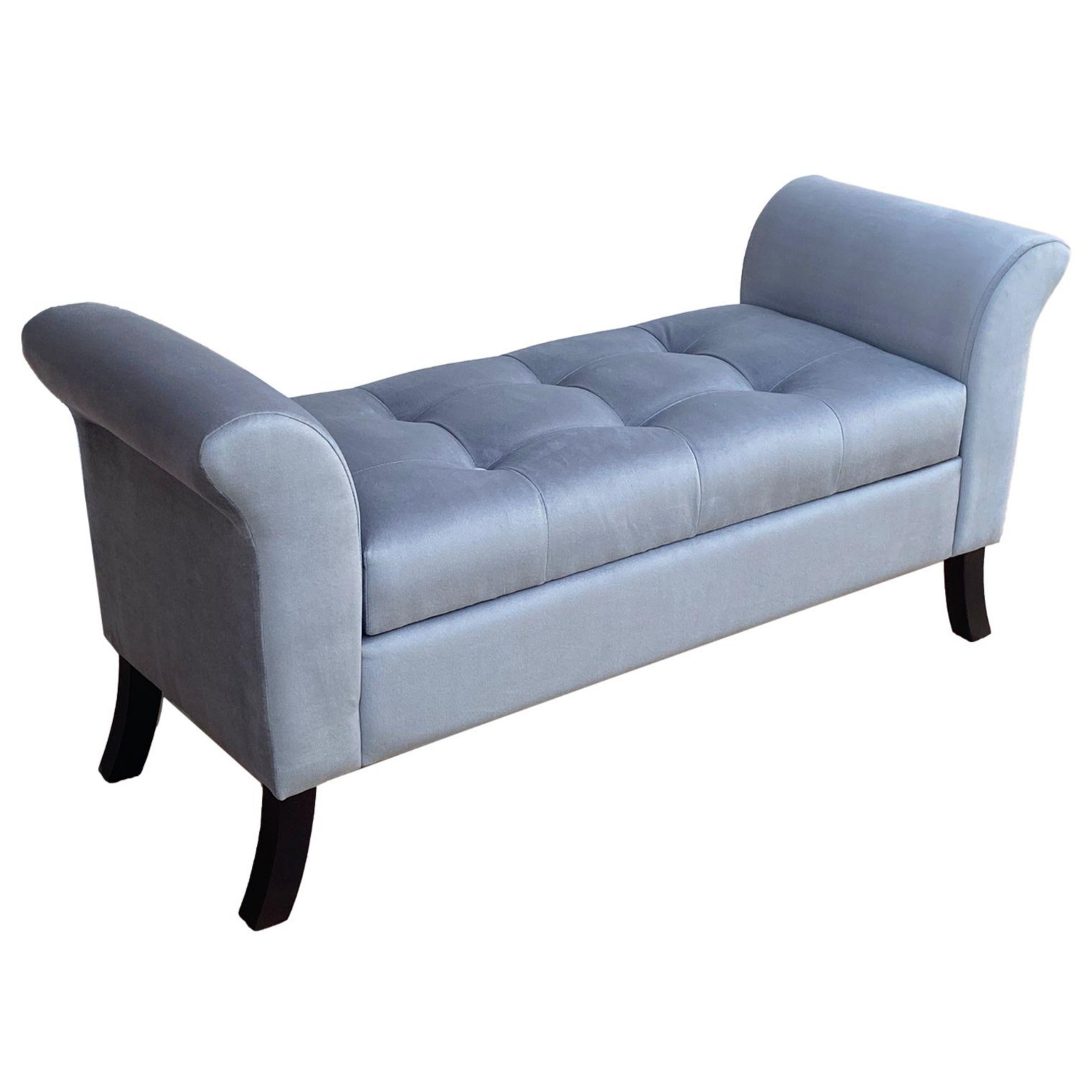BANQUETA TAPICERIA MODERNA VERONA 2 CUERPOS FELPA GRIS BAÚL - 3