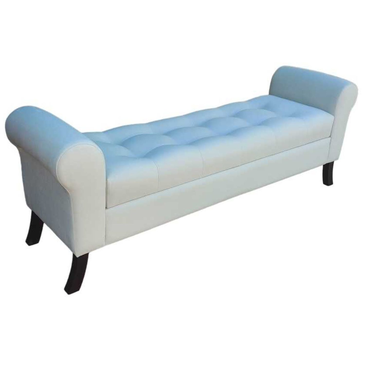 BANQUETA TAPICERIA MODERNA ALEJANDRIA 1 CUERPO FELPA CRUDO BAÚL KING - 1