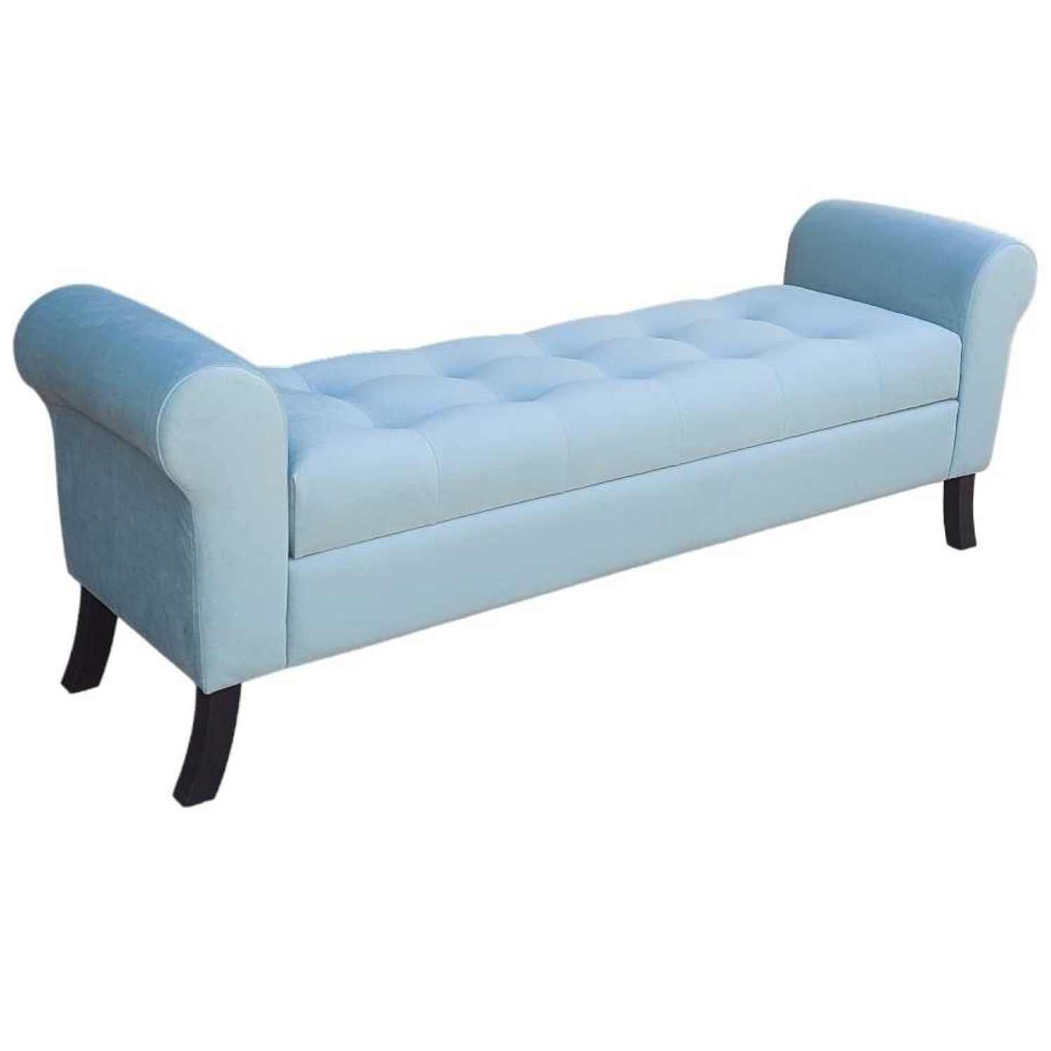 BANQUETA TAPICERIA MODERNA ALEJANDRIA 1 CUERPO FELPA MENTA BAÚL KING - 1