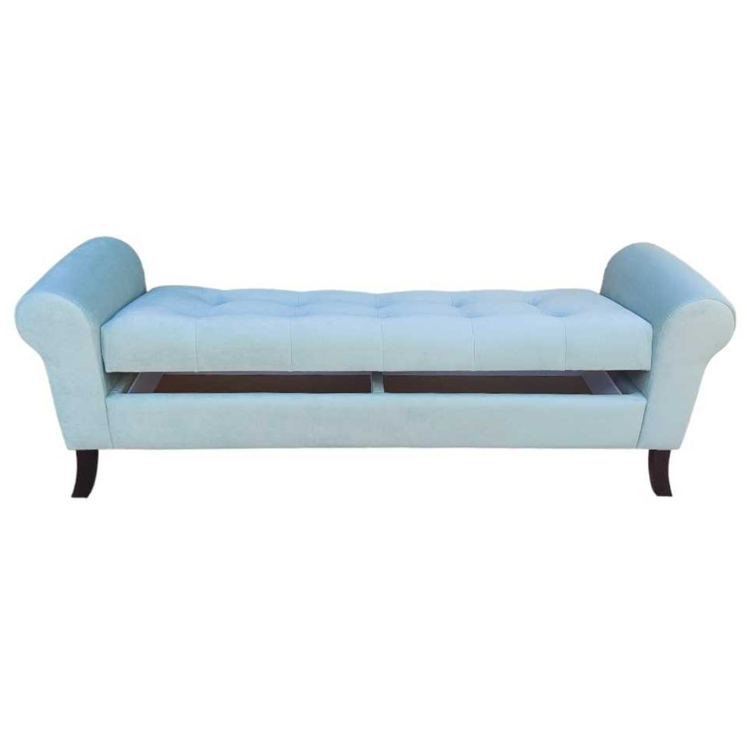BANQUETA TAPICERIA MODERNA ALEJANDRIA 1 CUERPO FELPA MENTA BAÚL KING - 2