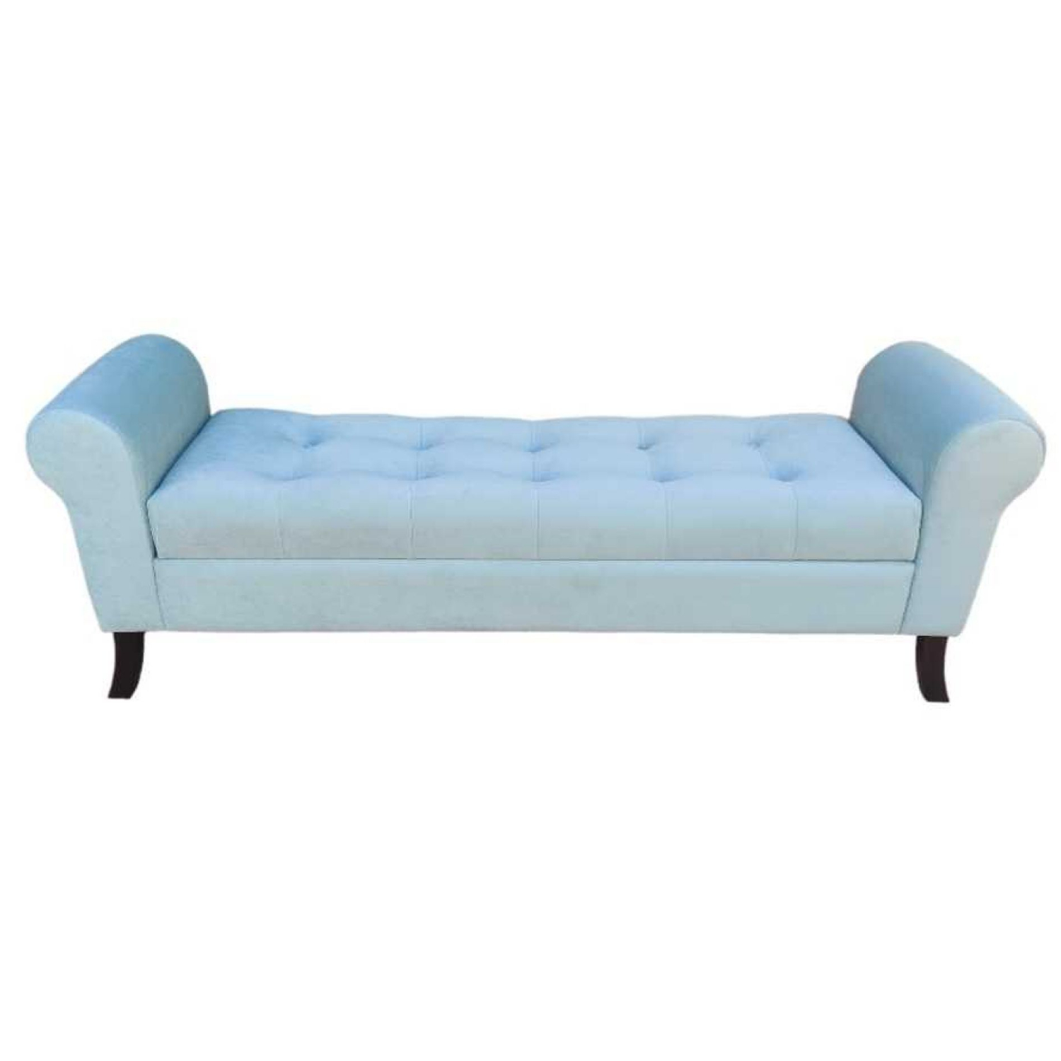 BANQUETA TAPICERIA MODERNA ALEJANDRIA 1 CUERPO FELPA MENTA BAÚL KING - 3