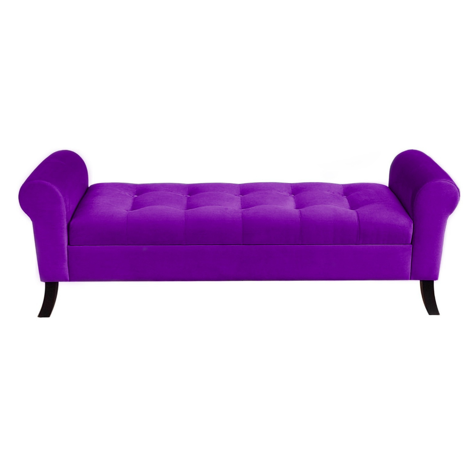 BANQUETA TAPICERIA MODERNA ALEJANDRIA 2 CUERPOS FELPA MORADO BAÚL KING - 1