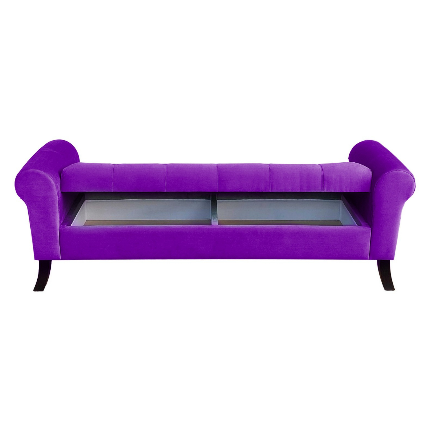 BANQUETA TAPICERIA MODERNA ALEJANDRIA 2 CUERPOS FELPA MORADO BAÚL KING - 2