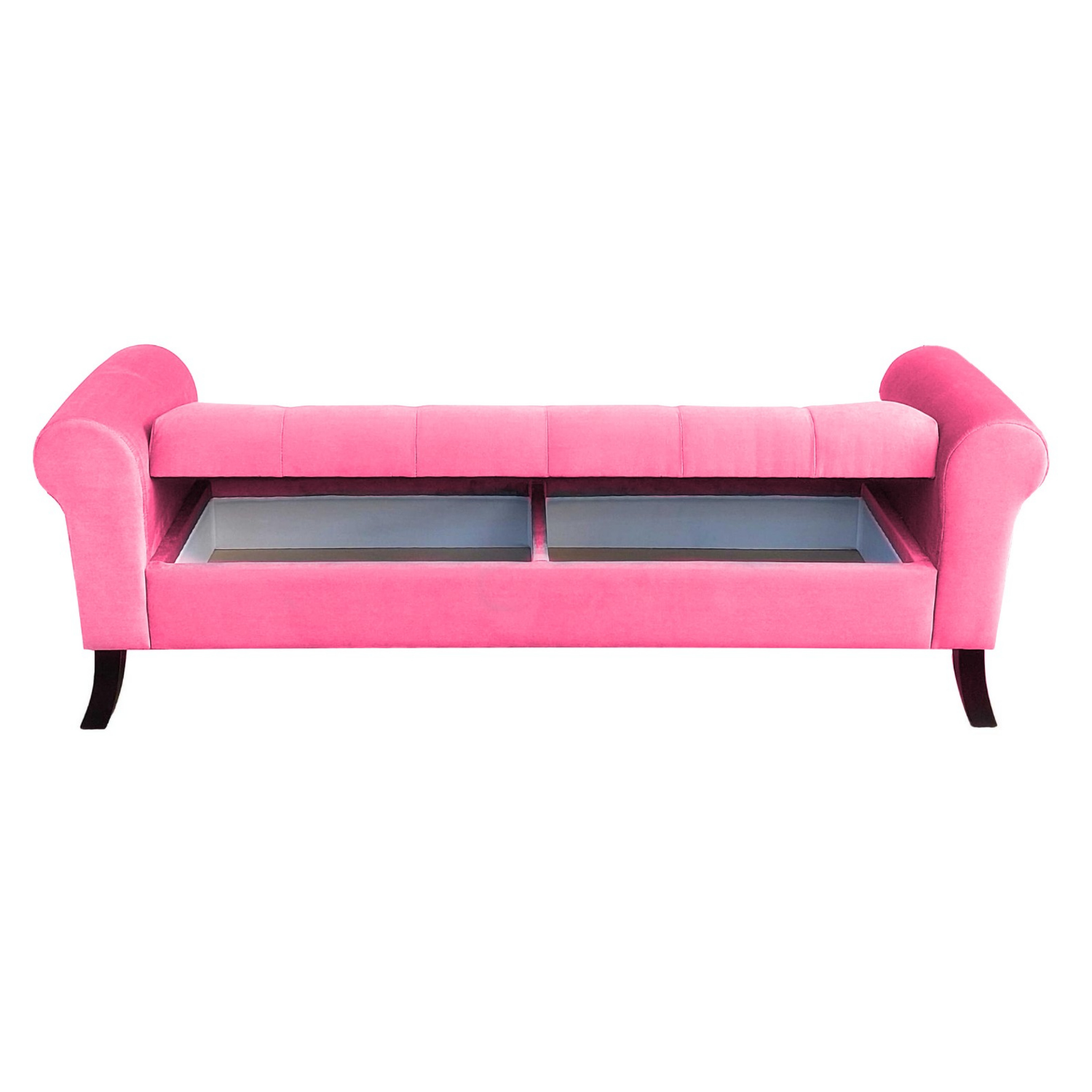 BANQUETA TAPICERIA MODERNA ALEJANDRIA 2 CUERPOS FELPA ROSADO BAÚL KING - 2