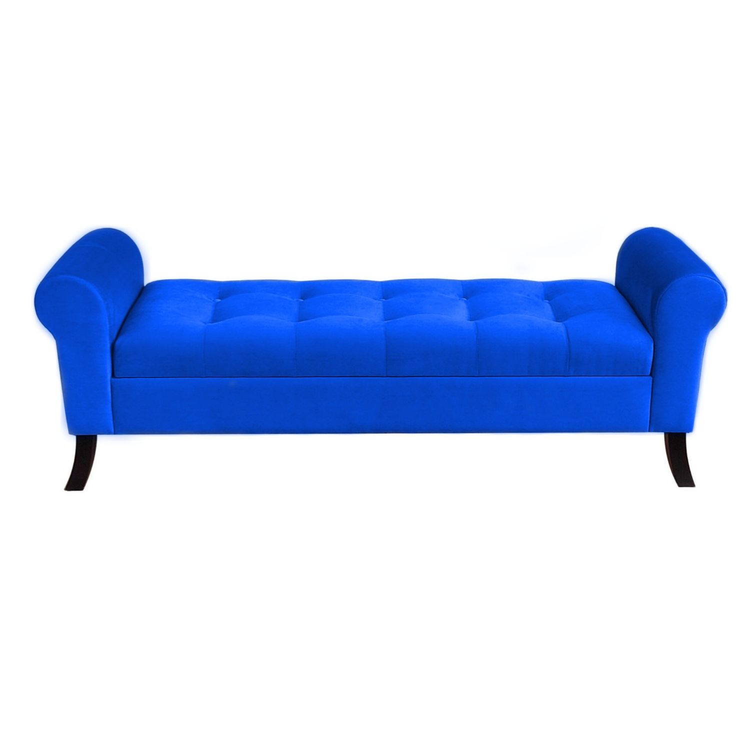 BANQUETA TAPICERIA MODERNA ALEJANDRIA 2 CUERPOS FELPA AZUL REY BAÚL KING - 1
